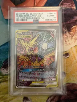 PSA 10 Moltres & Zapdos & Articuno GX Tag Team SM210 Pokemon Card - Image 1