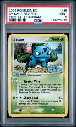 2006 POKEMON EX CRYSTAL GUARDIANS #35 IVYSAUR-REVERSE FOIL PSA 9 - Image 1
