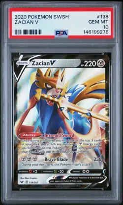 2020 POKEMON SWORD & SHIELD #138 ZACIAN V PSA 10 - Image 1