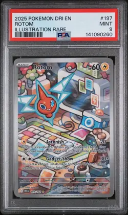 2025 POKEMON DRI EN-DESTINED RIVALS ILLUSTRATION RARE #197 ROTOM PSA 9 - Image 1