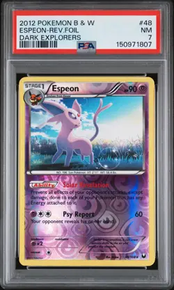 2012 POKEMON B&W DARK EXPLORERS #48 ESPEON-REVERSE FOIL PSA 7 - Image 1