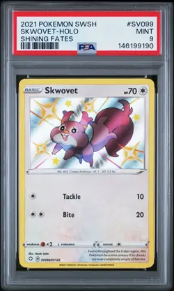 2021 POKEMON SWORD & SHIELD SHINING FATES #SV099 SKWOVET-HOLO PSA 9 - Image 1