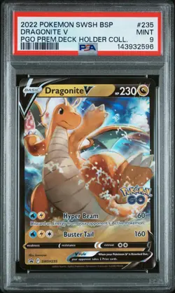 2022 POKEMON SWSH POKEMON GO PREMIER DECK HOLDER COLLECTION DRAGONITE V PSA 9 - Image 1