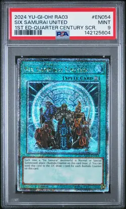 2024 YU-GI-OH! RA03-QUARTER CENTURY BONANZA #EN054 SIX SAMURAI UNITED PSA 9 - Image 1