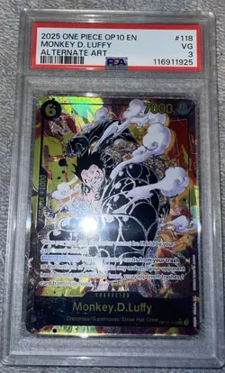 2025 ONE PIECE OP10-ROYAL BLOOD ALTERNATE ART #118 MONKEY D. LUFFY PSA VG 3 - Image 2