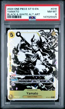 2024 ONE PIECE ULTRA DECK ST13-THE THREE BROTHERS B&W ALTERNATE ART YAMATO PSA 8 - Image 1