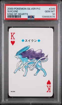 2000 POKEMON SILVER VERSION PLAYING CARDS KING OF HEARTS #245 SUICUNE PSA 10 - Image 1