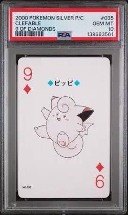 2000 POKEMON SILVER VERSION PLAYING CARDS 9 OF DIAMONDS #035 CLEFABLE PSA 10 - Image 1