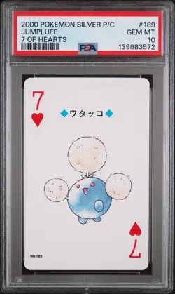 2000 POKEMON SILVER VERSION PLAYING CARDS 7 OF HEARTS #189 JUMPLUFF PSA 10 - Image 1