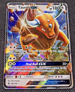 Tauros GX - 100/149 - Pokemon Sun & Moon Base Set Ultra Rare Card NM/LP -- L41 - Image 2