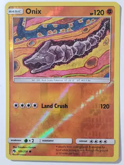 REVERSE HOLO Onix 109/214 PL - Lost Thunder Pokemon Card - Tomokazu Komiya Art - Image 1