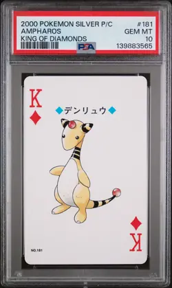 2000 POKEMON SILVER VERSION PLAYING CARDS KING OF DIAMONDS #181 AMPHAROS PSA 10 - Image 1