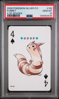 2000 POKEMON SILVER VERSION PLAYING CARDS 4 OF SPADES #162 FURRET PSA 10 - Image 1