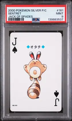 2000 POKEMON SILVER VERSION PLAYING CARDS JACK OF SPADES #161 SENTRET PSA 9 - Image 1