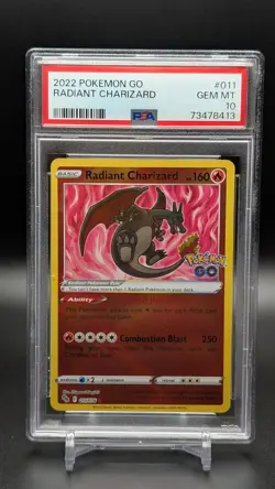 PSA 10 GEM MINT Radiant Charizard #011 Pokemon Go Card 2022 - Image 1