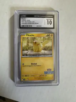 CGC GEM MINT 10 Pikachu Pokemon Card #214 Black Star Promo Illustration Contest - Image 1