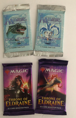 MTG: ICE AGE X2 and Throne of Eldraine X2 New Factory Sealed Booster Packs - Image 1