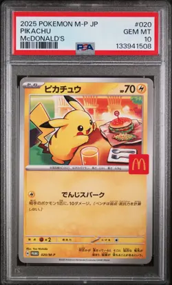 2025 POKEMON JAPANESE M-P PROMO MCDONALD'S #020 PIKACHU PSA 10 - Image 1