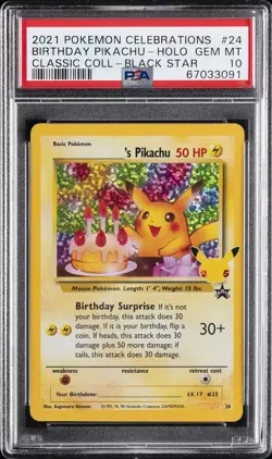 2021 POKEMON CELEBRATIONS CLASSIC COLL #24 BIRTHDAY PIKACHU-HOLO PSA 10 - Image 1