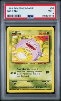 1999 POKEMON BASE SET UNLIMITED #51 KOFFING PSA 9 - Image 1