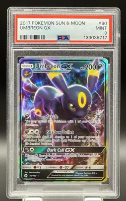 2017 Pokemon Umbreon GX 80/149 Holo Ultra Rare Full Art Sun & Moon PSA 9 MINT - Image 1