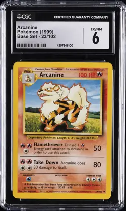 1999 POKEMON BASE SET #23/102 ARCANINI CGC 6 - Image 1