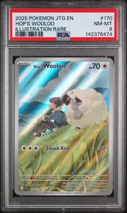 2025 POKEMON JTG EN-JOURNEY TOGETHER ILLUSTRATION RARE #170 HOP'S WOOLOO PSA 8 - Image 1