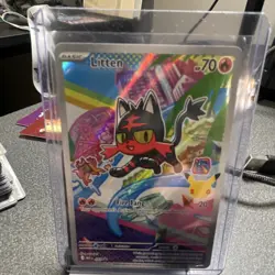 Pokemon Litten TCG Basic Full Art Promo Holo 70 HP Fire Fang 20 044 - Image 1