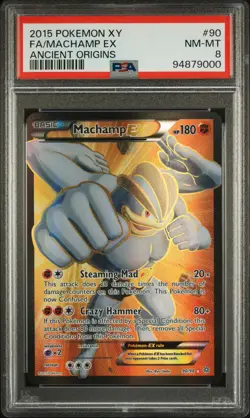2015 POKEMON XY ANCIENT ORIGINS #90 FULL ART/MACHAMP EX PSA 8 - Image 1