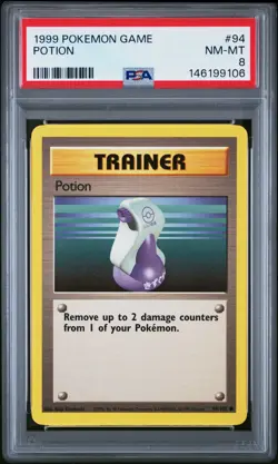 1999 POKEMON BASE SET UNLIMITED #94 POTION PSA 8 - Image 1