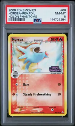 2006 POKEMON EX HOLON PHANTOMS #66 HORSEA-REVERSE FOIL PSA 8 - Image 1