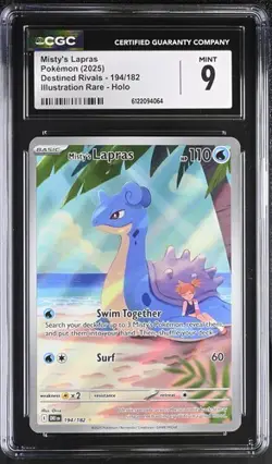 Misty's Lapras *CGC 9* Illustration Rare *Destined Rivals* #194 * Pokemon - Image 1