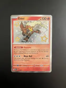 Entei 112/091 SV: Paldean Fates Shiny Rare Holo Basic 130HP English Pokemon TCG - Image 1