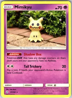Mimikyu 97/236 Rare Regular Card SM - Cosmic Eclipse Pokemon TCG NM - Image 1