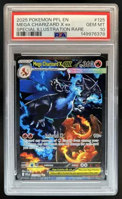 2025 Pokemon PFL Mega Charizard X ex Special Illustration Rare #125/094 PSA 10 - Image 1