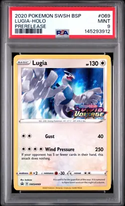 2020 POKEMON SWSH BLACK STAR PROMO PRERELEASE #069 LUGIA-HOLO PSA 9 - Image 1