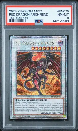 2024 YU-GI-OH! MP24-25TH ANV TIN: DUELING MIRRORS RED DRAGON ARCHFIEND PSA 8 - Image 1
