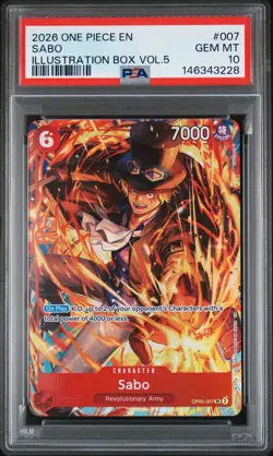 2026 ONE PIECE PROMOS ILLUSTRATION BOX VOL.5 #007 SABO PSA 10 - Image 1
