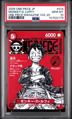 2025 ONE PIECE JPN PROMOS ONE PIECE MAGAZINE VOL.20 #014 MONKEY D. LUFFY PSA 10 - Image 1
