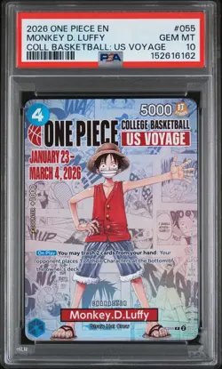 2026 ONE PIECE PROMOS ONE PIECE COLLEGE BK: US VOYAGE MONKEY D. LUFFY PSA 10 - Image 1