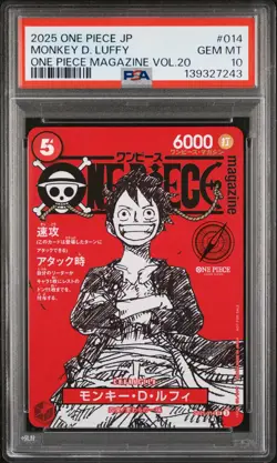 2025 ONE PIECE JPN PROMOS ONE PIECE MAGAZINE VOL.20 #014 MONKEY D. LUFFY PSA 10 - Image 1
