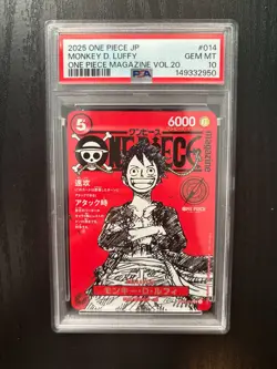 2025 ONE PIECE JPN PROMOS ONE PIECE MAGAZINE VOL.20 #014 MONKEY D. LUFFY PSA 10 - Image 1
