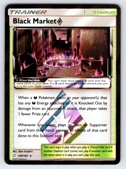 Black Market 134/181 2019 S&M Team Up Pokemon Card TCG Nintendo Prism Holo - Nm - Image 1