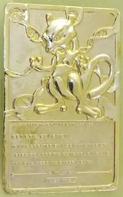 Loose 1999 Burger King Pokemon 23K Gold Plated Mewtwo Card - Image 2