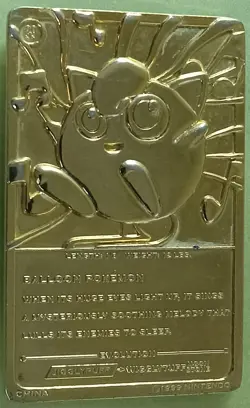 Loose 1999 Burger King Pokemon 23K Gold Plated Jigglypuff Card - Image 2