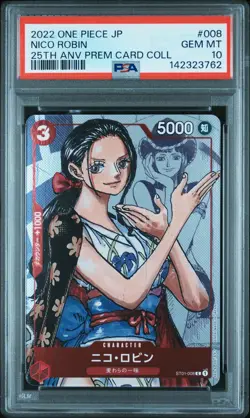2022 ONE PIECE JPN 25TH ANV PREM CARD COLL #008 NICO ROBIN PSA 10 - Image 1