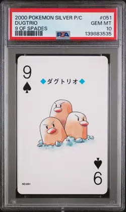 2000 POKEMON SILVER VERSION PLAYING CARDS 9 OF SPADES #051 DUGTRIO PSA 10 - Image 1
