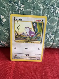 Rattata 61/102 1999 Base Set 2 Pokemon Card WOTC Vintage Common - MP - Image 1