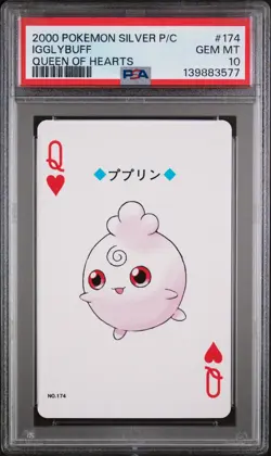 2000 POKEMON SILVER VERSION PLAYING CARDS QUEEN OF HEARTS #174 IGGLYBUFF PSA 10 - Image 1
