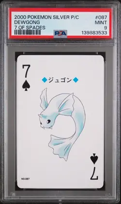 2000 POKEMON SILVER VERSION PLAYING CARDS 7 OF SPADES #087 DEWGONG PSA 9 - Image 1
